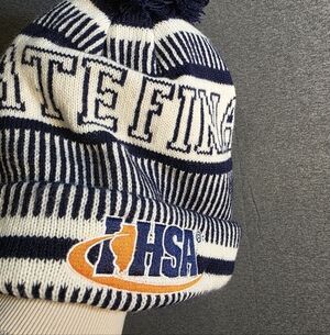 NWOT Striped Navy and White  Beanie IHSA State Finalist Heavy Hat Sporty